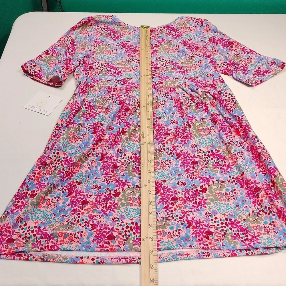 NWT Falls Creek Pink and Blue Floral Kids Dress SIZE XL